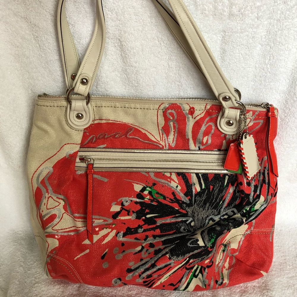 Coach Large Canvas Flower Shoulder Bag